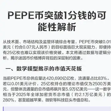 PEPE币突破1分钱可能性几何？从技术、市场及监管维度解析