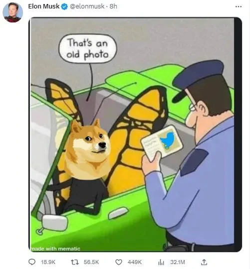 马斯克将Twitter蓝鸟图标换成柴犬图，狗狗币价格飙升超30%